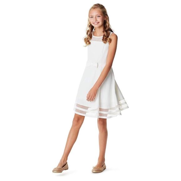 Calvin Klein Girl's Sleeveless Back Zip Party Dress Whipped Cream Size 8 - Picture 1 of 7